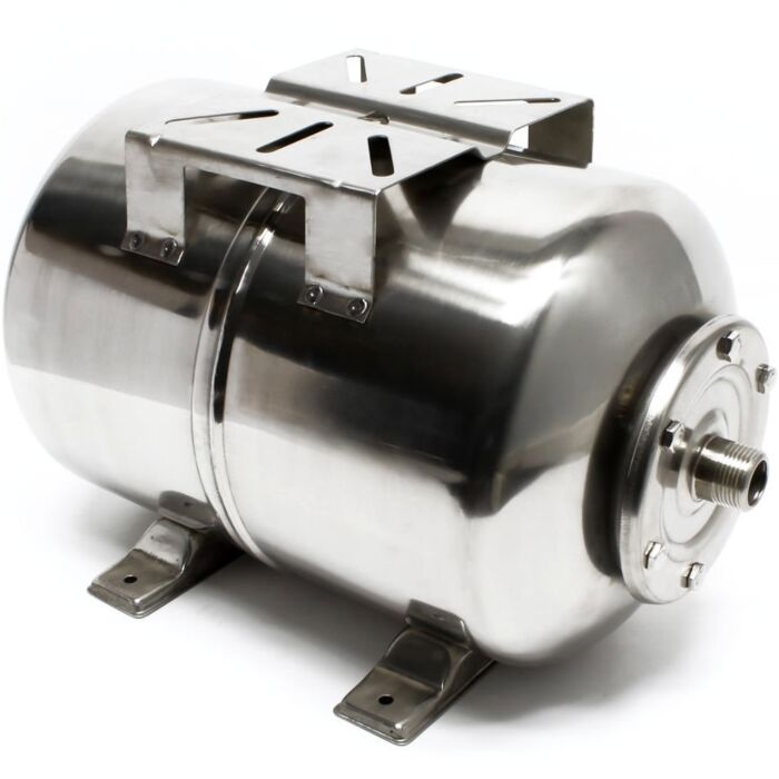 RVS Expansievat 100 liter 1'' buitendraad horizontaal