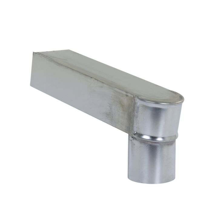 Zinken stadsuitloop, rechthoekig 60 x 80, afvoer 80 mm (Achterzijde) Zinken stadsuitloop, rechthoekig 60 x 80, afvoer 80 mm (Achterzijde)