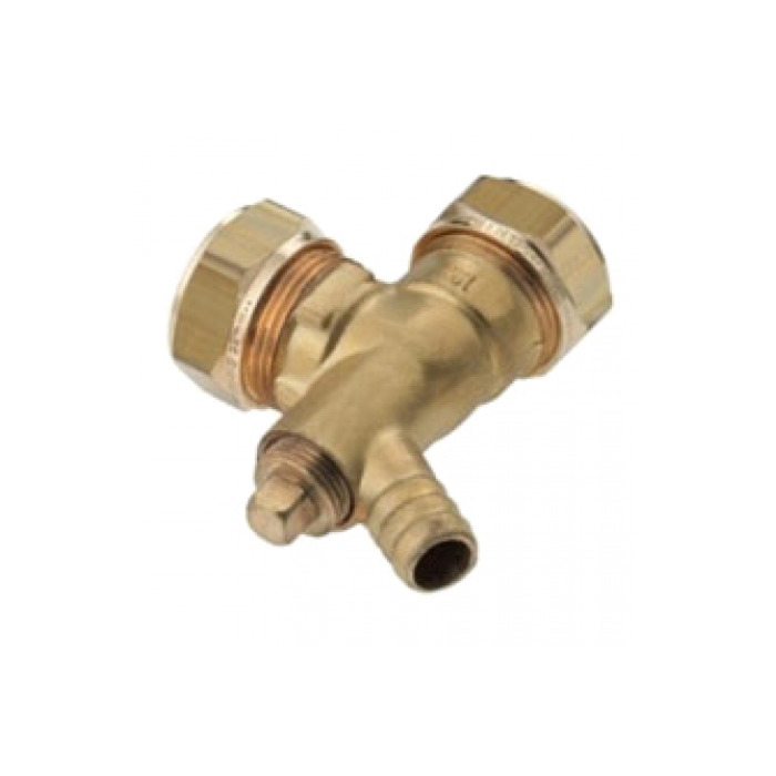 Bonfix messing knie met aftap 2 x knel 22 mm