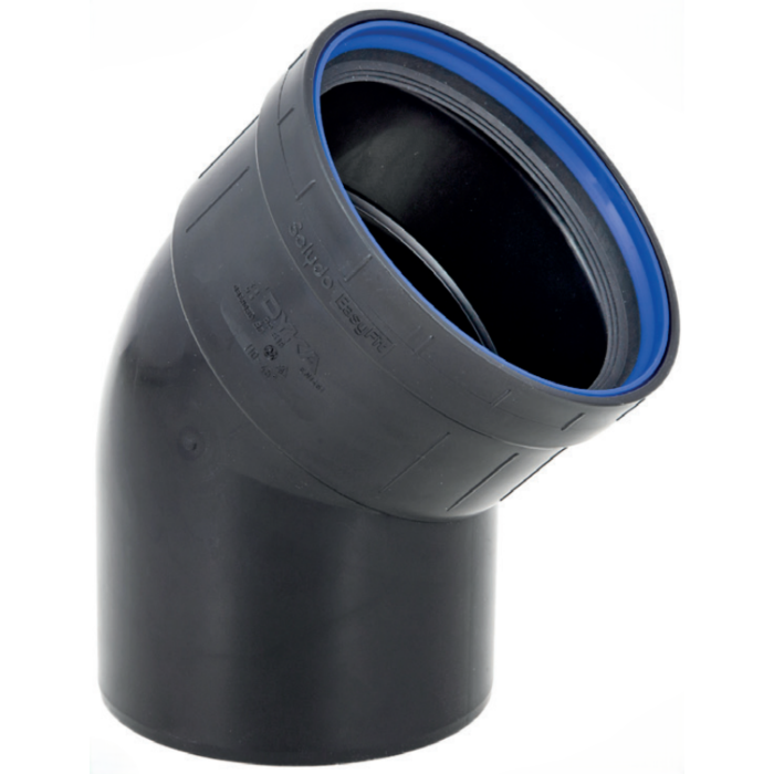 PP bocht zwart manchet / spie 50 mm 45°