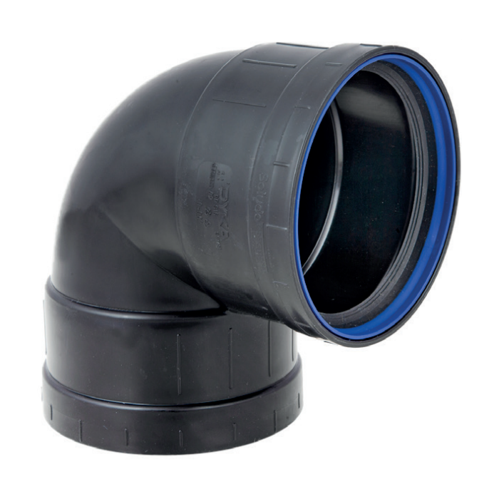 PP bocht zwart 2 x manchet 90 mm 90°