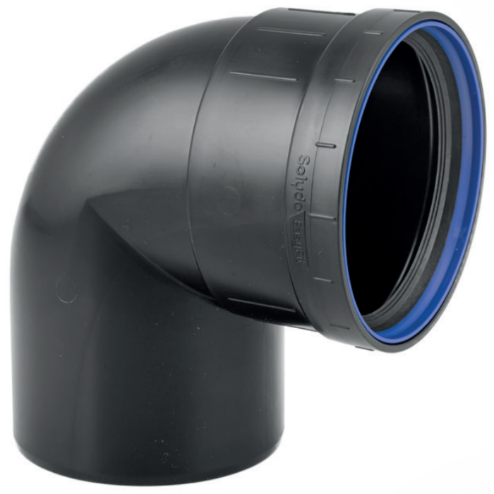 PP bocht zwart manchet / spie 160 mm 90°