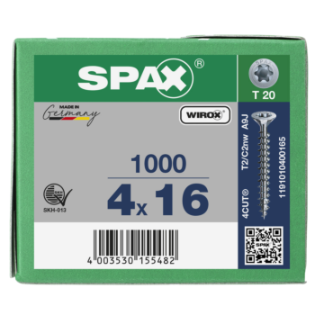 Spax spaanplaatschroeven T20 verzinkt 4 mm voldraad