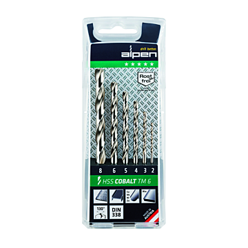 Alpen metaalborenset HSS-Co Cobalt Forte 6-delig