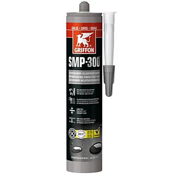 Griffon SMP 300 elastische water- en luchtdichte SMP coating - koker 290 ml - grijs (7001082)